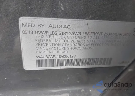 2014 Audi S4 3.0T Premium Plus from USA, damaged, VIN WAUBGAFL4EA056128